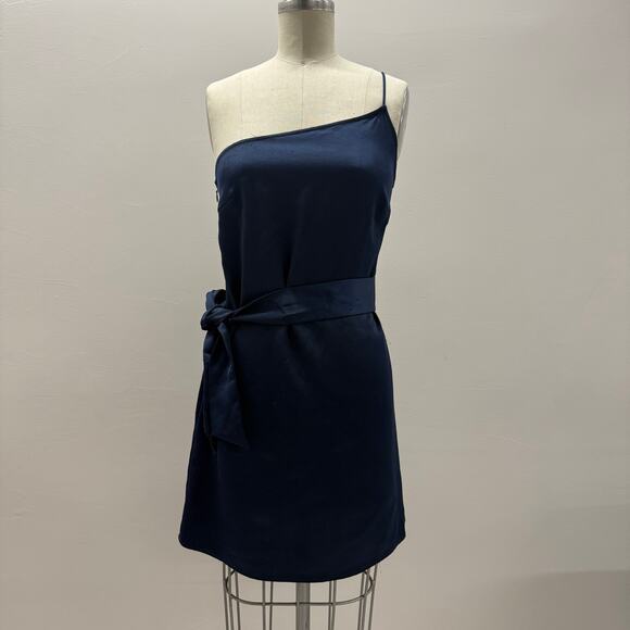 Marissa Webb One Shoulder Tie Mini Dress in Navy Blue 💛 - Picture 5 of 14